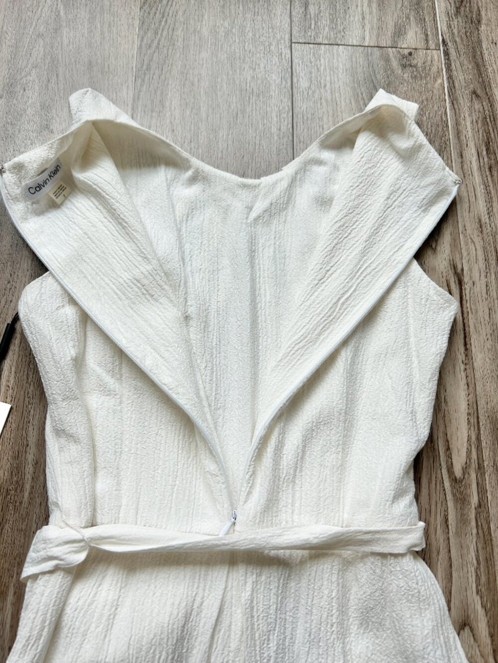 Calvin Klein Crepe Belted Wide Leg Jumpsuit in White Size 2 NWT - Picture 9 of 10